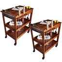 Ver imagem 1 de Kit 2 Carrinhos de Churrasco Mesa Churrasqueira Imbuia