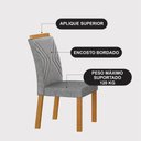 Ver imagem 2 de Conjunto Sala de Jantar Lara 1,20m Tampo Vidro Chumbo com 4 Cadeiras Clara Plus Cinamomo/Linho Cinza