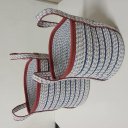 Ver imagem 3 de Kit 2 Peças Cesta Decorativo Organizadora Cachepô Home&co Tecido Azul Cesto G:31x30x30 Cesto P:25x25