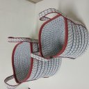 Ver imagem 2 de Kit 2 Peças Cesta Decorativo Organizadora Cachepô Home&co Tecido Azul Cesto G:31x30x30 Cesto P:25x25