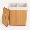 Cesto de Bambu com Alças 2 Compartimentos 52x32x60cm - Jolitex - Natural - 2
