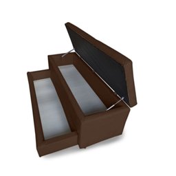 Puff Baú Sapateira Casal Suede Marrom - 1