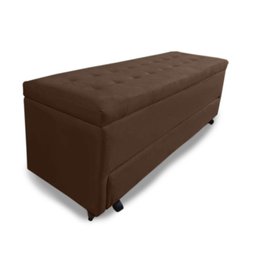 Puff Baú Sapateira Casal Suede Marrom - 2