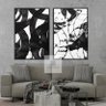 Quadro Abstrato Moderno Duo Contraste em Movimento Preto e Branco - 2