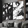 Quadro Abstrato Moderno Duo Contraste em Movimento Preto e Branco - 1