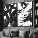 Ver imagem 1 de Quadro Abstrato Moderno Duo Contraste em Movimento Preto e Branco