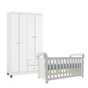 Ver imagem 1 de Berço Americano Lara e Guarda Roupa Ternura Baby 4 Portas Branco Brilho - Incorplac