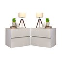 Ver imagem 1 de Conjunto Mesa de cabeceira eros parede suspenso 2 gavetas cor Off White