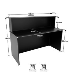 Balcão Atendimento Recepção Consultório 1400x600 Netmobil - Preto - 6