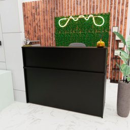 Balcão Atendimento Recepção Consultório 1400x600 Netmobil - Preto - 3