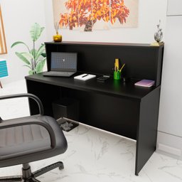 Balcão Atendimento Recepção Consultório 1400x600 Netmobil - Preto - 2