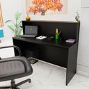Ver imagem 2 de Balcão Atendimento Recepção Consultório 1400x600 Netmobil - Preto