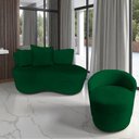 Ver imagem 1 de Kit Namoradeira + Poltrona Yara Orgânica Bouclé Verde