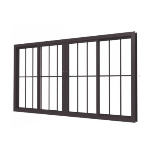 Vitro 4 Folhas com Grade Aluminio Preto 120x100 Facility Black - 1