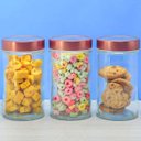 Ver imagem 4 de Kit 4 Potes de Vidro Lyor 500ml com Tampa de Acrílico Rosé Gastro Mantimentos