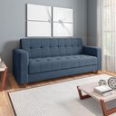 Ver imagem 7 de Sofá 03 Lugares Suede Azul Marinho Pés Chanfrado Castanho