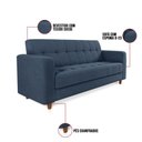 Ver imagem 4 de Sofá 03 Lugares Suede Azul Marinho Pés Chanfrado Castanho