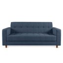 Ver imagem 6 de Sofá 03 Lugares Suede Azul Marinho Pés Chanfrado Castanho