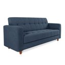 Ver imagem 1 de Sofá 03 Lugares Suede Azul Marinho Pés Chanfrado Castanho