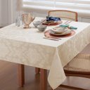 Ver imagem 1 de Toalha de Mesa Jantar 4 Lugares Jacquard 1,40x1,40m Marfim