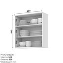 Ver imagem 4 de Armário Aéreo 80cm 100% MDF 02 Portas com Vidro Temperado HP Americana Branco