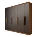 Ver imagem 1 de Guarda-Roupa Casal Bréscia 8 Portas 4 Gavetas Jatoba/Grafite - Panorama Móveis