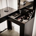 Ver imagem 2 de Escrivaninha Mesa Escritório Penteadeira em L Porta Objetos Jade 135,5cm Preto