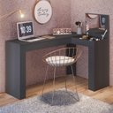 Ver imagem 1 de Escrivaninha Mesa Escritório Penteadeira em L Porta Objetos Jade 135,5cm Preto
