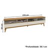 Rack Bancada TV 75 Pol 218 cm 148X 2 Gavetas Off White Nature Tebar - 3