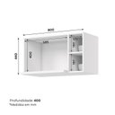 Ver imagem 4 de Armário Aéreo para Microondas 3 Nichos 80cm Clássico Americana Branco/HP
