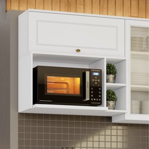 Armário Aéreo para Microondas 3 Nichos 80cm Clássico Americana 