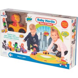 Conjunto de Pista e Veículo - Baby Heróis - Pista 8 Trilhos - Mercotoys - 1