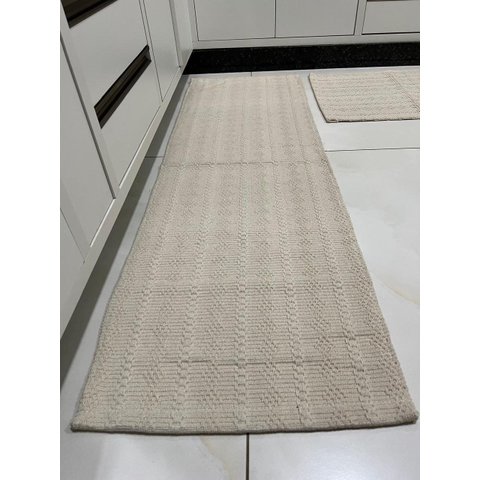 Jogo Rústico 3 Peças 1 Passadeira + 2 Tapetes Cru