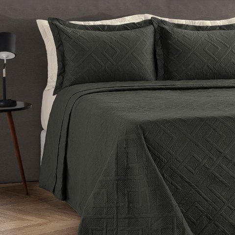 Kit Cobre Leito Colcha Casal Liso Urban - Colore - 2,20x2,40m