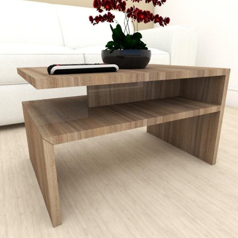 Mesa de Centro Sala Minimalista Amadeirado Quadrada Retangular Mesinha de Centro Sala Madeira