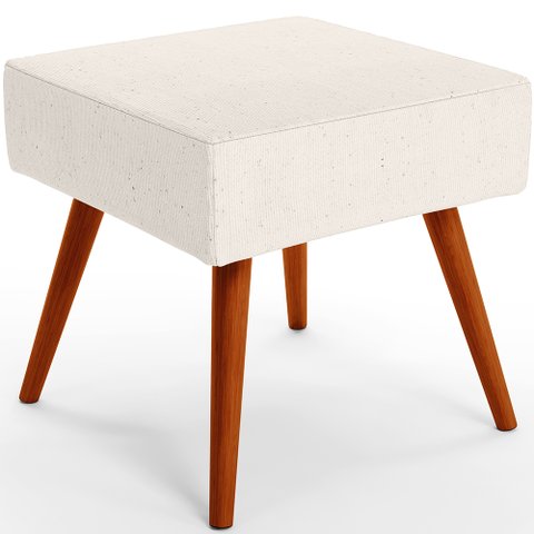 Puff Banqueta Decorativa Com Pés Palito Lívia W01 Linho Cru - Lyam Decor