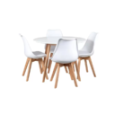Ver imagem 2 de Conjunto de Jantar Mesa Leda 90cm Branca + 4 Cadeiras Leda com Almofada Branca