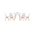 Ver imagem 1 de Conjunto de Jantar Mesa Leda 90cm Branca + 4 Cadeiras Leda com Almofada Branca