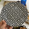 12 Pratos Sobremesa Raso Porcelana 19,5cm Egypt Lyor Decorado Preto e Branco - 9