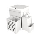 Ver imagem 1 de Kit Pia 3 Peças Lixeira Dispenser Porta Talher Cozinha - Stolf Branco