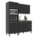 Ver imagem 1 de Cozinha Modulada Cecília 7 Portas 3 Gavetas 190cm Preto J Carvalho