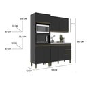 Ver imagem 2 de Cozinha Modulada Cecília 7 Portas 3 Gavetas 190cm Preto J Carvalho
