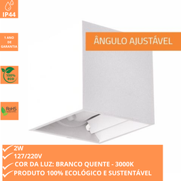 Arandela Mini Led 2w 3000k Facho Ajustável Branca - Áreas Internas - 3