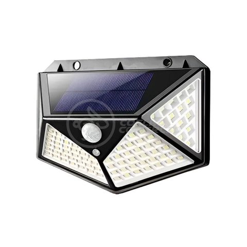 Luminária Solar de Parede com 100 Leds Sensor de Presença Lâmpada para Jardim e Área Externa