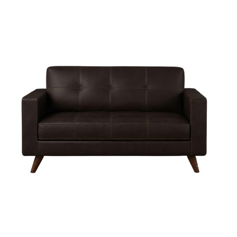 Sofá para Escritório 02 Lugares Slim Roma – Design Retrô com Pés Palito - Corino Café - 62401