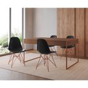 Ver imagem 1 de Mesa Jantar Industrial Retangular Amêndoa 137X90Cm Com 4 Cadeiras Pretas Base Cobre Cor: Amendoa