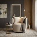 Ver imagem 1 de Poltrona Giratória Verona Linha Premium Linho Bege
