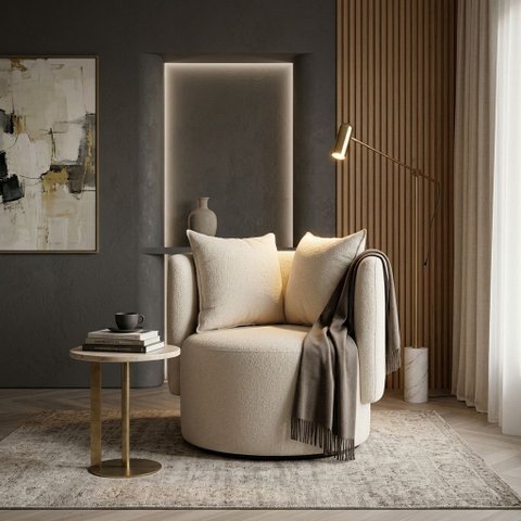 Poltrona Giratória Verona Linha Premium Linho Bege