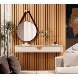 Aparador Nicho Suspenso Sala com Gaveta Cor Off White - Jb Móveis - 2