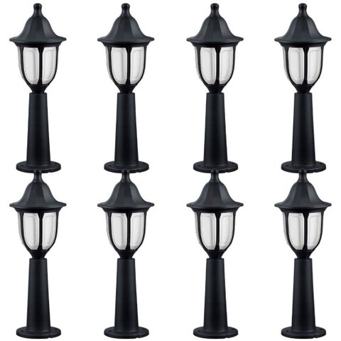 Jogo 8 Balizadores Modena Luminárias de Chão Jardim Quintal Dital Poste Bivolt E27